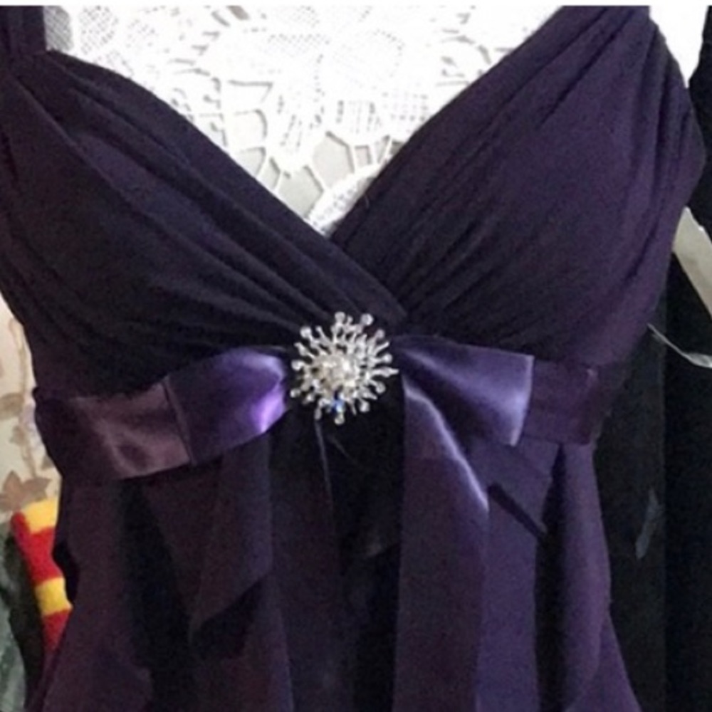 Flattering Plum Formal Dress Tiered Ruffles